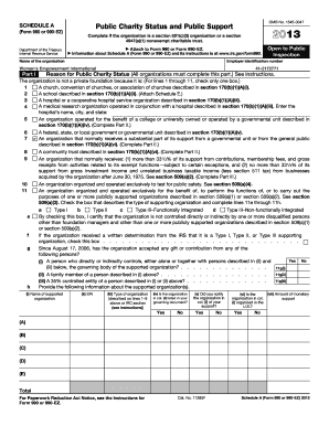Schedule A Form 990 or 990-EZ