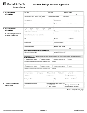 Manulife Bank Tax-Free Savings Account Application