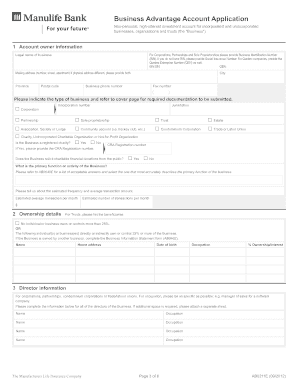 Business Advantage Account Application