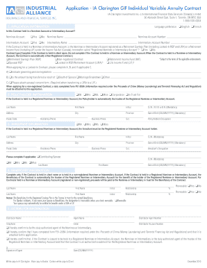 IA Clarington GIF Individual Variable Annuity Contract Application