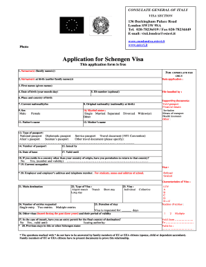 Schengen Visa Application Form