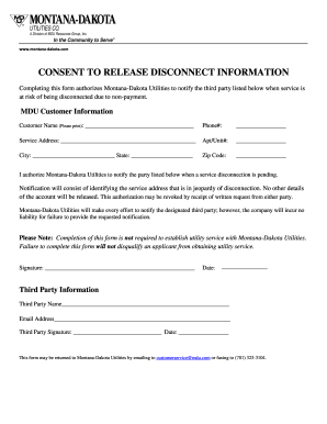 Consent to Release Disconnect Information