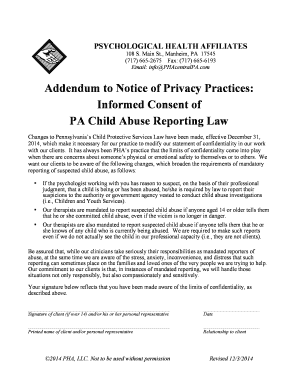 Addendum to Notice of Privacy Practices