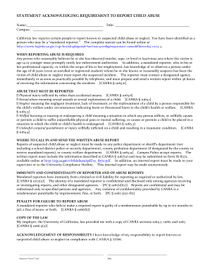 California Mandated Reporter Acknowledgment Form