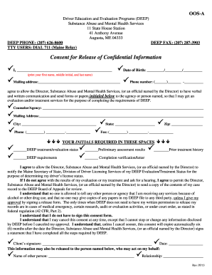 Maine DEEP Consent for Release of Confidential Information