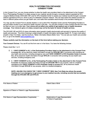 Health Information Exchange Consent Form