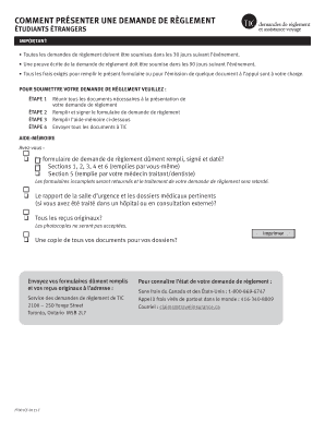 Formulaire de demande de règlement étudiants étrangers