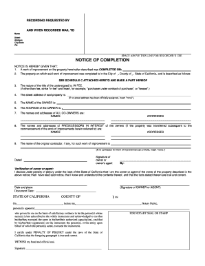 Fillable Online Notice Of Completion BLANK Fax Email Print - pdfFiller