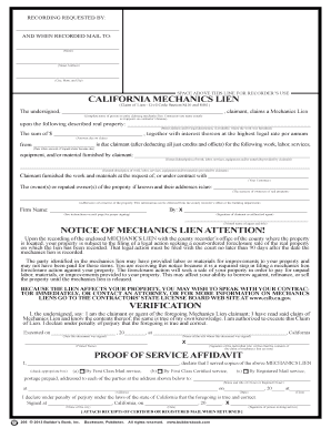 California Mechanics Lien Form