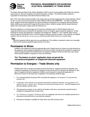Ontario Trade Show Electrical Equipment Permission Forms