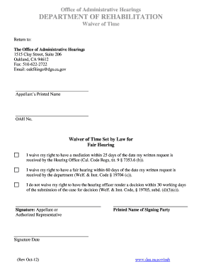 Waiver of Time for Fair Hearing