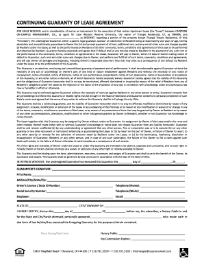 Continuing Guaranty of Lease Agreement