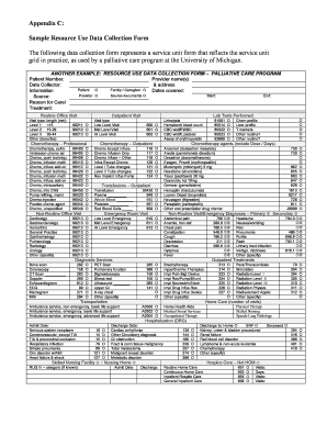 Palliative Care Resource Use Data Collection Form