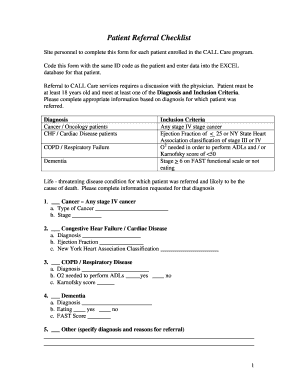 Patient Referral Checklist