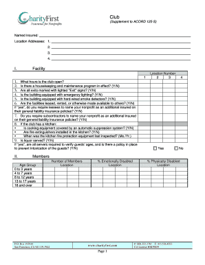 Club Insurance Application Form