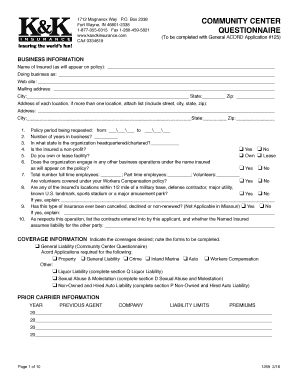 Community Center Insurance Application