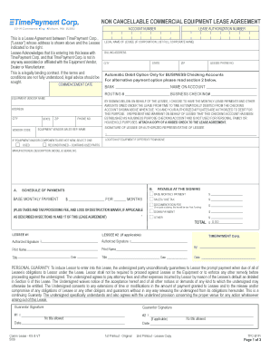 Non-Cancellable Commercial Equipment Lease Agreement