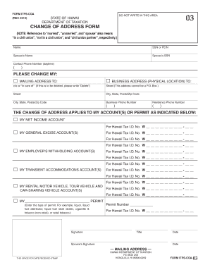 Hawaii Change of Address Form