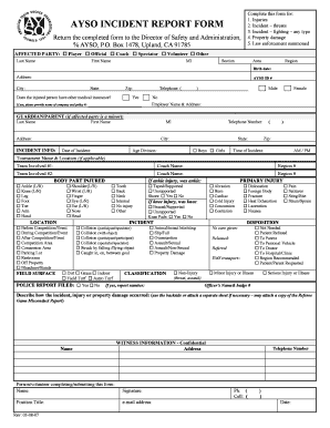 AYSO Incident Report Form