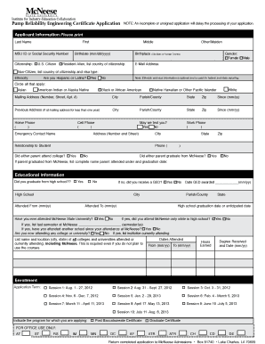 McNeese State University Graduate Application
