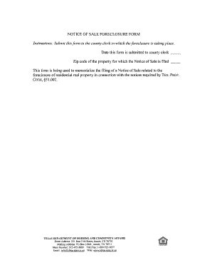 Texas Foreclosure Notice of Sale Form