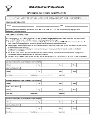 Background Check Information Form