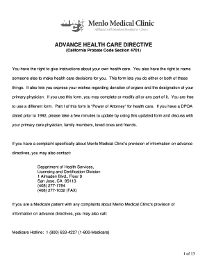 California Advance Health Care Directive
