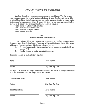 Advance Healthcare Directive