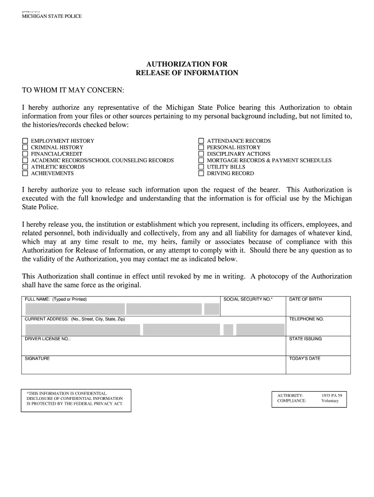 authorization for release of medical information Preview on Page 1