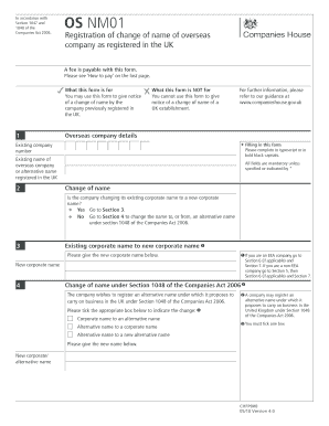 UK Overseas Company Name Change Form
