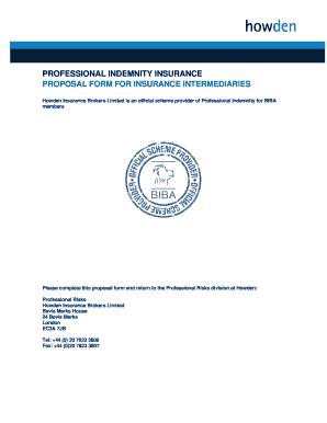 Professional Indemnity Insurance Proposal Form
