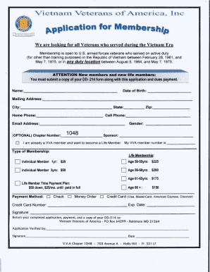 Vietnam Veterans of America Membership Application