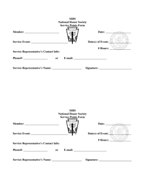 National Honor Society Service Points Form