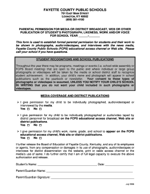 Parental Permission for Media Publication