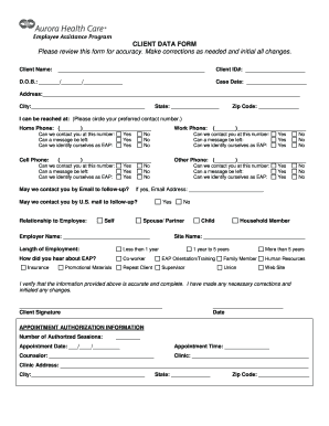 Employee Assistance Program Client Data Form