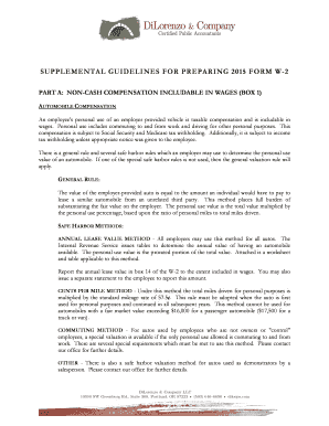 Supplemental Guidelines for Preparing 2015 Form W-2