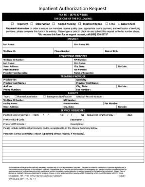 Inpatient Authorization Request Form
