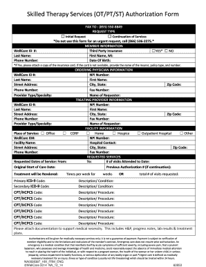 Skilled Therapy Services Authorization Form
