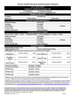 Home Health Services Authorization Request