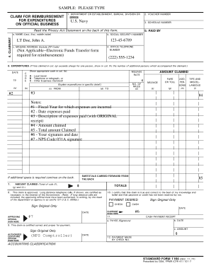 US Federal Travel Expense Reimbursement Form
