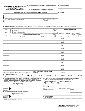 US Federal Travel Expense Reimbursement Form