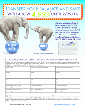 Alliance Catholic Credit Union Visa Balance Transfer Request Form