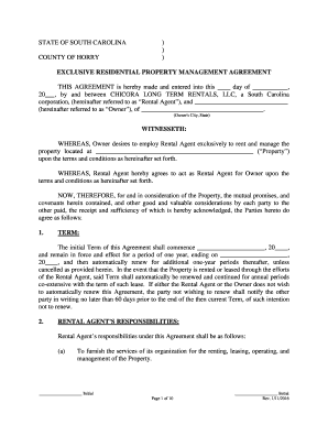 South Carolina Residential Property Management Agreement