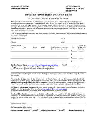 Newton Public Schools Bus Transportation Application