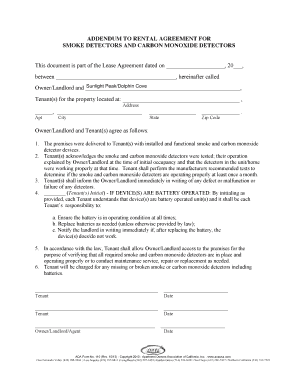 Addendum to Rental Agreement for Smoke and Carbon Monoxide Detectors