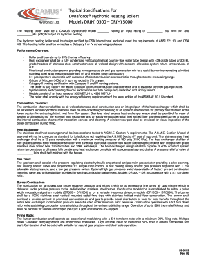 Dynaforce Hydronic Heating Boiler Specifications