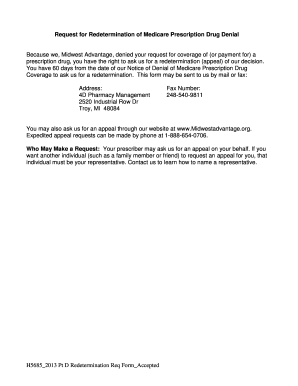 Medicare Prescription Drug Redetermination Request
