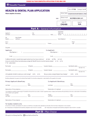 Health & Dental Plan Application