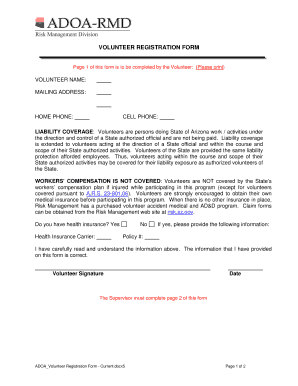 Arizona Volunteer Registration Form