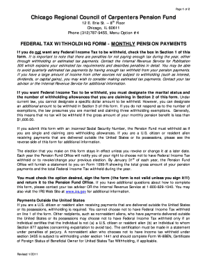 Federal Tax Withholding Form - Monthly Pension Payments
